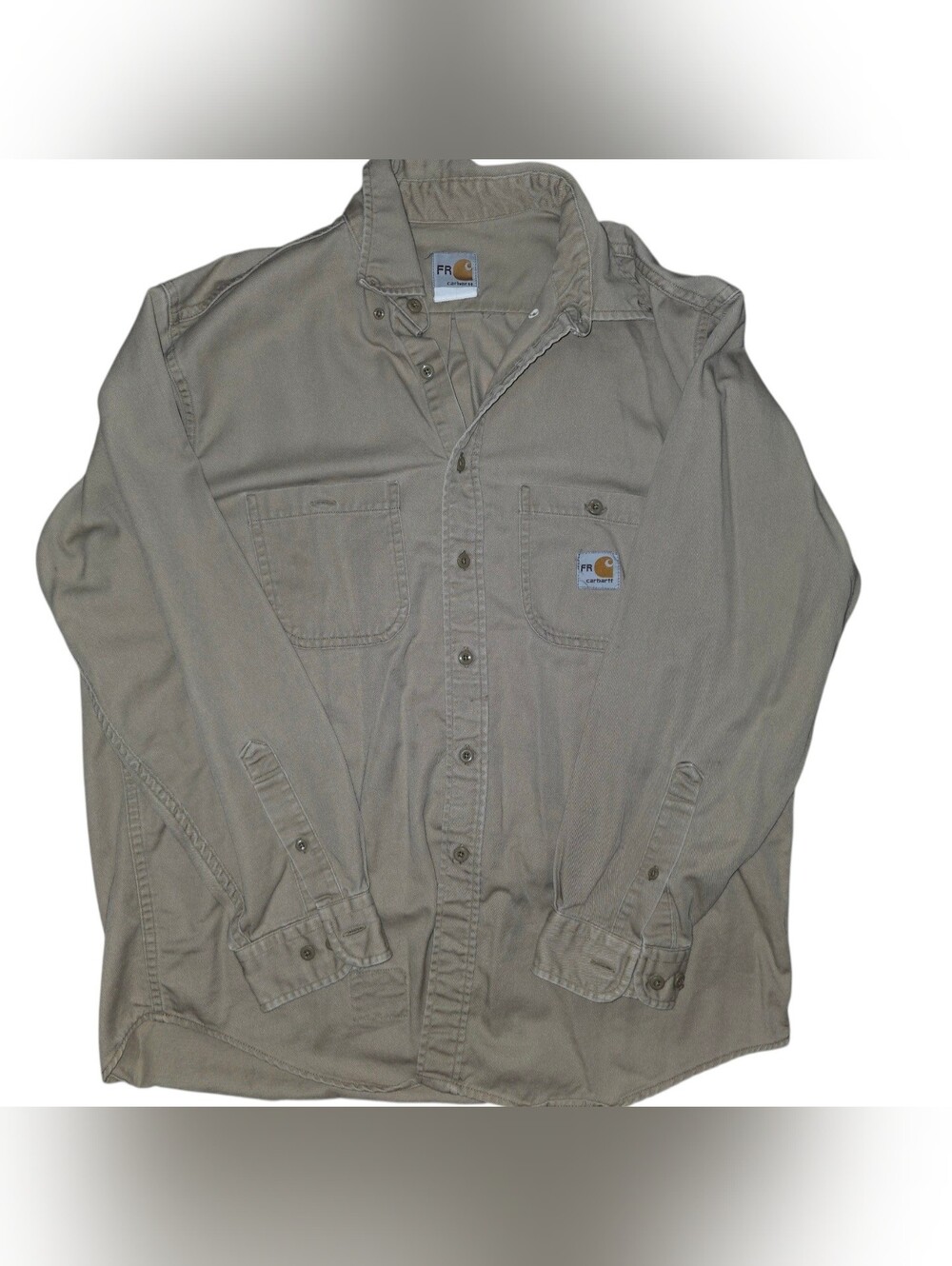 Carhartt FR Shirt Mens XL Flame Resistant Button Work FRS003 Khaki